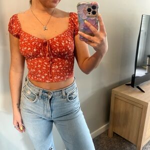 Floral Red Crop Top